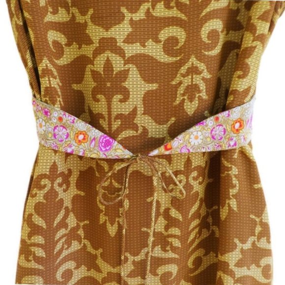 SiLK Y2K Boho Dress Floral Polka Dash Gold Beaded Faux Gemstone V Neck India 6 - Picture 5 of 7